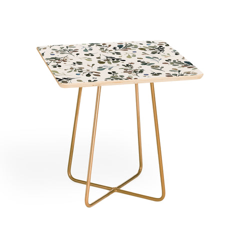Ninola Design Wild Leaves Plants Botanical Neutral Side Table
