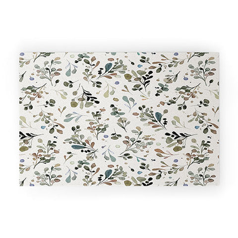Ninola Design Wild Leaves Plants Botanical Neutral Welcome Mat