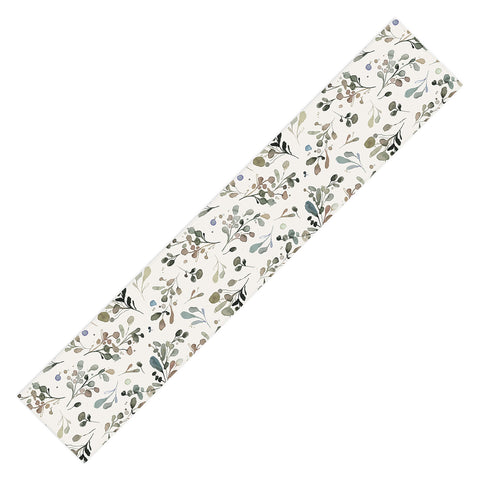 Ninola Design Wild Leaves Plants Botanical Neutral Table Runner