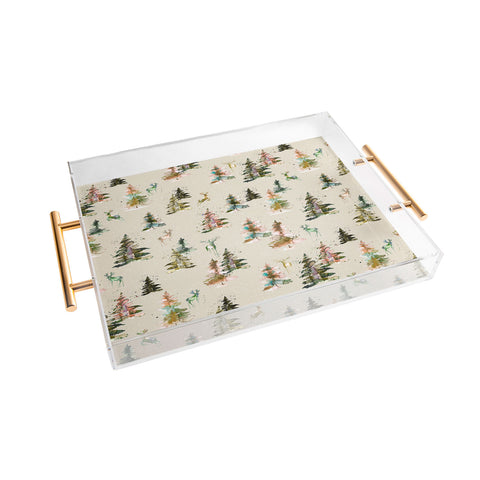 Ninola Design Winter deers forest Beige Acrylic Tray