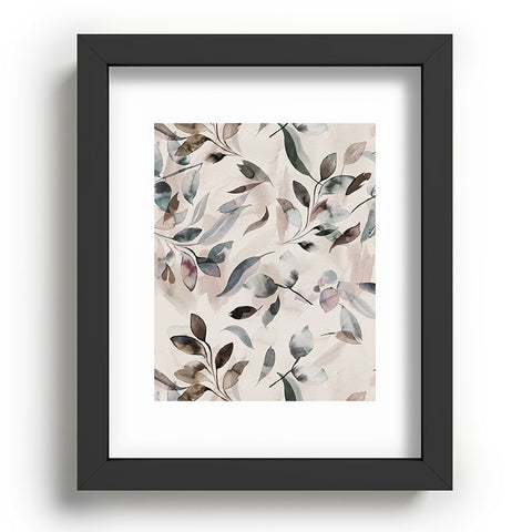 Ninola Design Winter Leaves Neutral Recessed Framing Rectangle