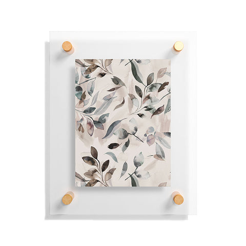 Ninola Design Winter Leaves Neutral Floating Acrylic Print