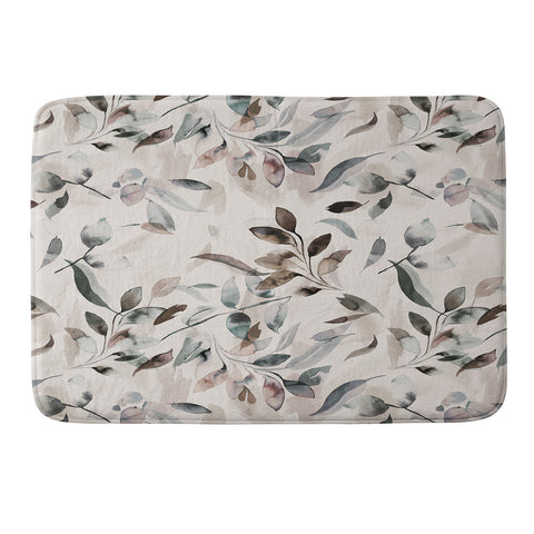 Ninola Design Winter Leaves Neutral Memory Foam Bath Mat