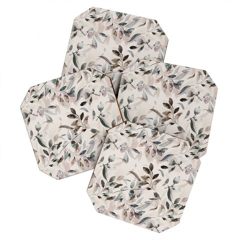 Ninola Design Winter Leaves Neutral Coaster Set