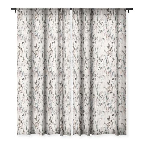 Ninola Design Winter Leaves Neutral Sheer Window Curtain