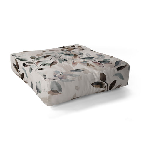 Ninola Design Winter Leaves Neutral Floor Pillow Square