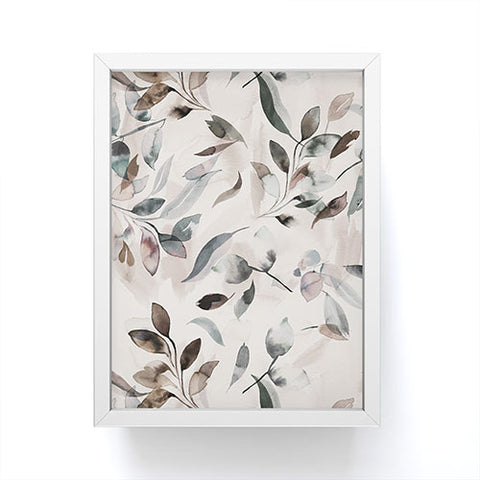 Ninola Design Winter Leaves Neutral Framed Mini Art Print