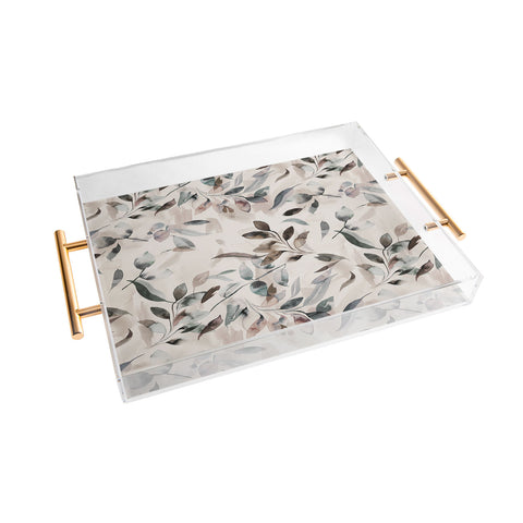 Ninola Design Winter Leaves Neutral Acrylic Tray