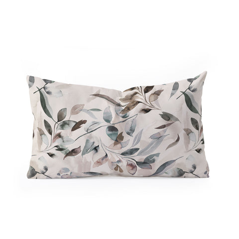 Ninola Design Winter Leaves Neutral Oblong Throw Pillow