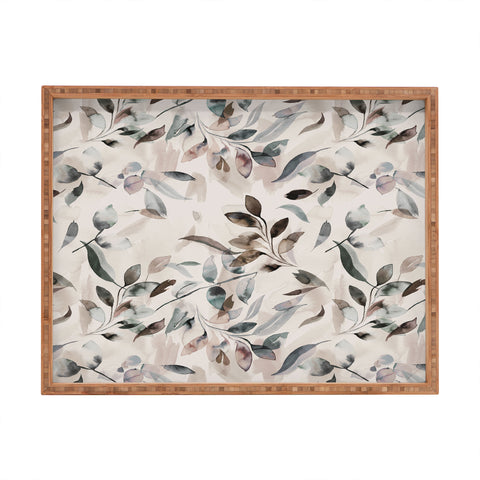 Ninola Design Winter Leaves Neutral Rectangular Tray