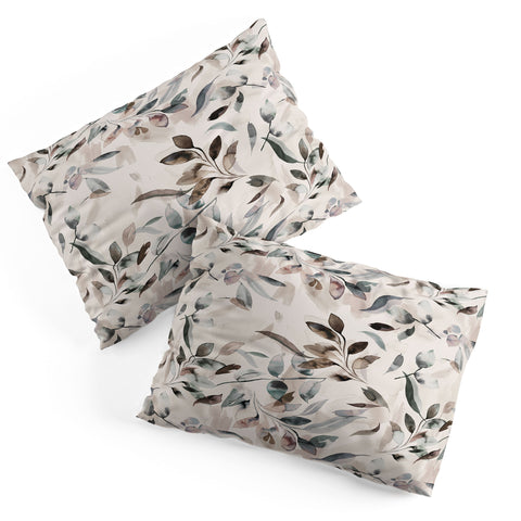 Ninola Design Winter Leaves Neutral Pillow Shams