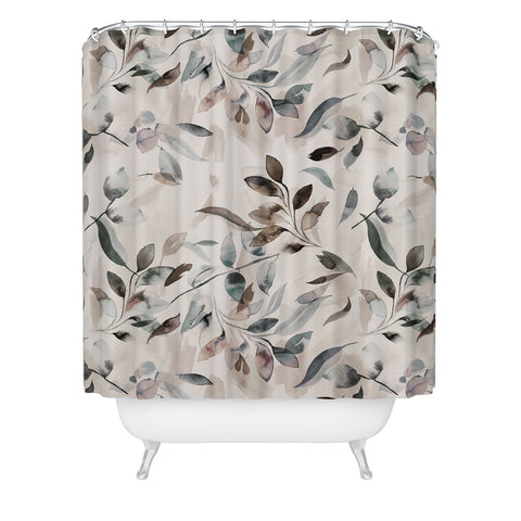 Ninola Design Winter Leaves Neutral Shower Curtain