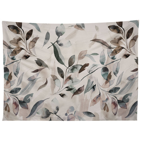 Ninola Design Winter Leaves Neutral Tapestry