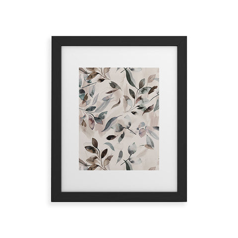 Ninola Design Winter Leaves Neutral Framed Art Print