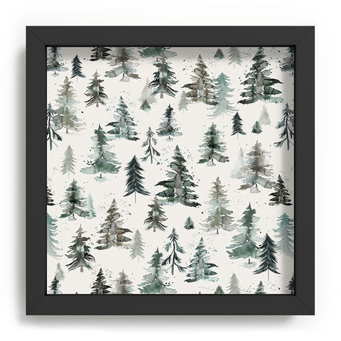 Ninola Design Winter Snow Trees Forest Neutral Recessed Framing Square