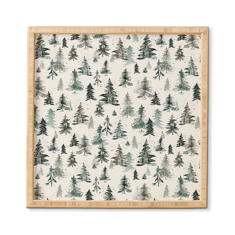 Ninola Design Winter Snow Trees Forest Neutral Framed Wall Art havenly