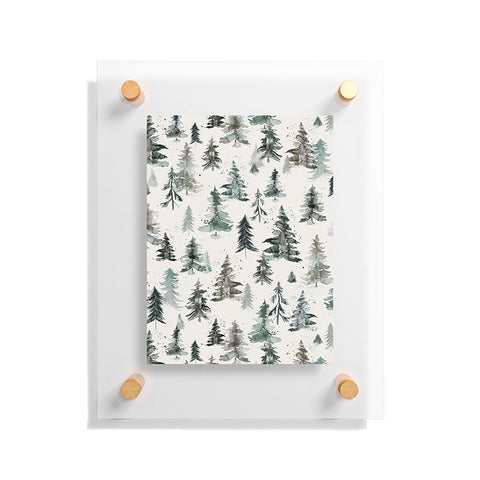 Ninola Design Winter Snow Trees Forest Neutral Floating Acrylic Print