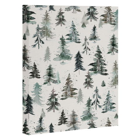 Ninola Design Winter Snow Trees Forest Neutral Art Canvas