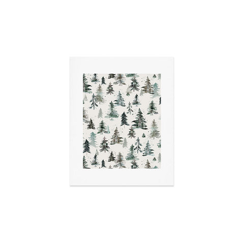 Ninola Design Winter Snow Trees Forest Neutral Art Print
