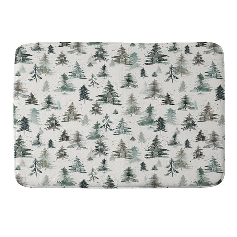 Ninola Design Winter Snow Trees Forest Neutral Memory Foam Bath Mat