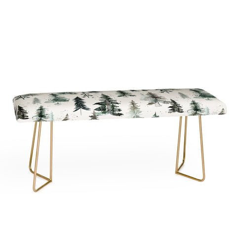 Ninola Design Winter Snow Trees Forest Neutral Bench