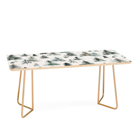 Ninola Design Winter Snow Trees Forest Neutral Coffee Table
