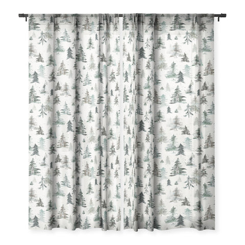 Ninola Design Winter Snow Trees Forest Neutral Sheer Non Repeat