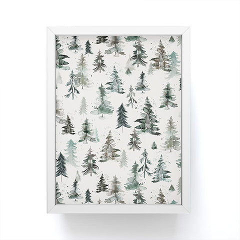 Ninola Design Winter Snow Trees Forest Neutral Framed Mini Art Print