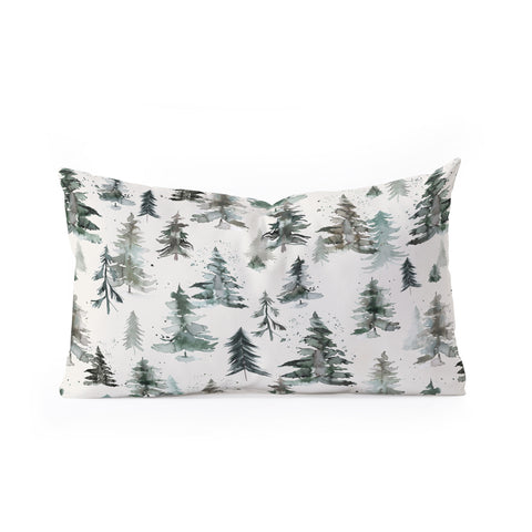Ninola Design Winter Snow Trees Forest Neutral Oblong Throw Pillow