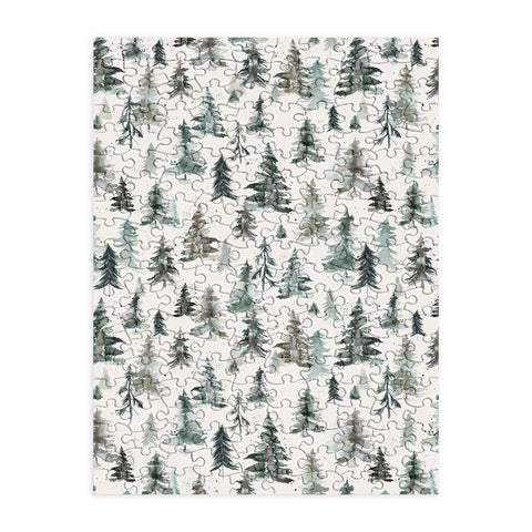 Ninola Design Winter Snow Trees Forest Neutral Puzzle