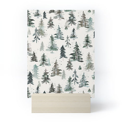 Ninola Design Winter Snow Trees Forest Neutral Mini Art Print