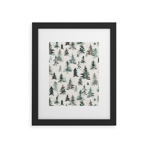 Ninola Design Winter Snow Trees Forest Neutral Framed Art Print