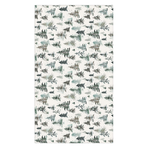 Ninola Design Winter Snow Trees Forest Neutral Tablecloth
