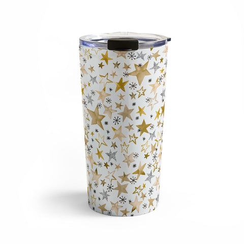 Ninola Design Winter stars holiday gold Travel Mug
