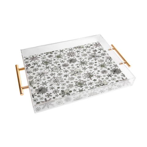 Ninola Design Winter Stars Snowflakes Gray Acrylic Tray