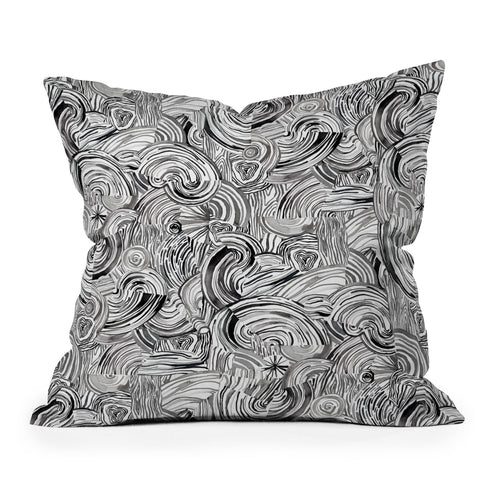 Ninola Design Wood pieces black Outdoor Throw Pillow