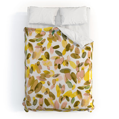 Ninola Design Yellow flower petals abstract stains Duvet Cover
