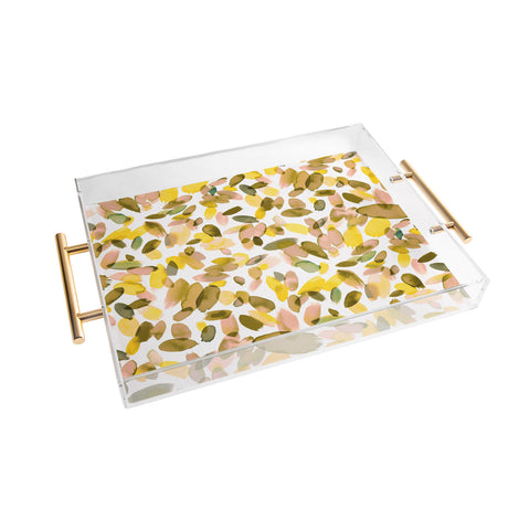 Ninola Design Yellow flower petals abstract stains Acrylic Tray