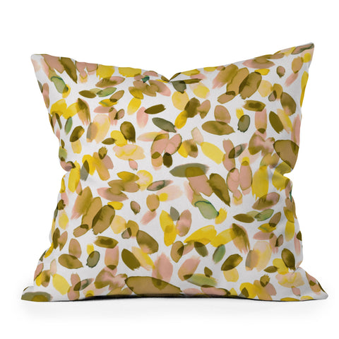 Ninola Design Yellow flower petals abstract stains Outdoor Throw Pillow