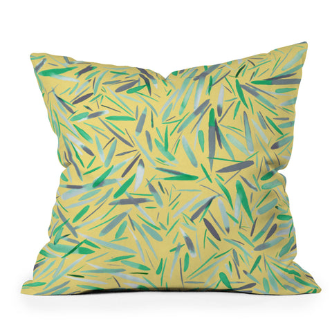Ninola Design Yellow spring rain stripes abstract Outdoor Throw Pillow
