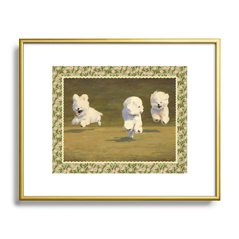 NKTN Three Dogs Running Metal Framed Art Print