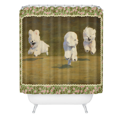 NKTN Three Dogs Running Shower Curtain