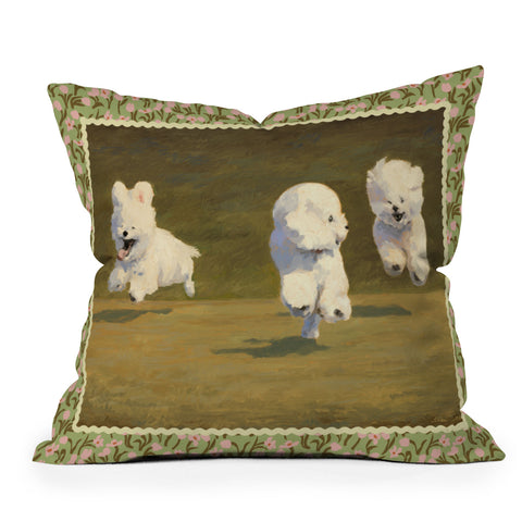 NKTN Three Dogs Running Outdoor Throw Pillow