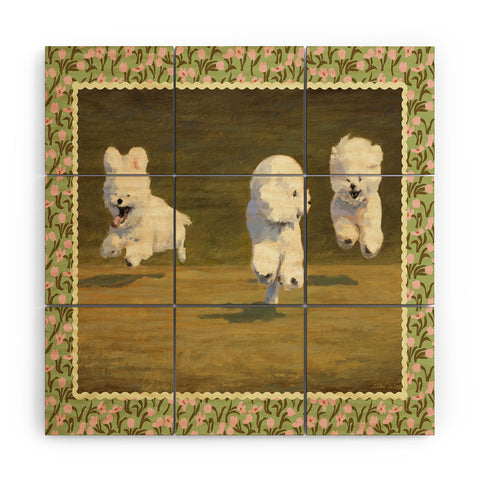 NKTN Three Dogs Running Wood Wall Mural