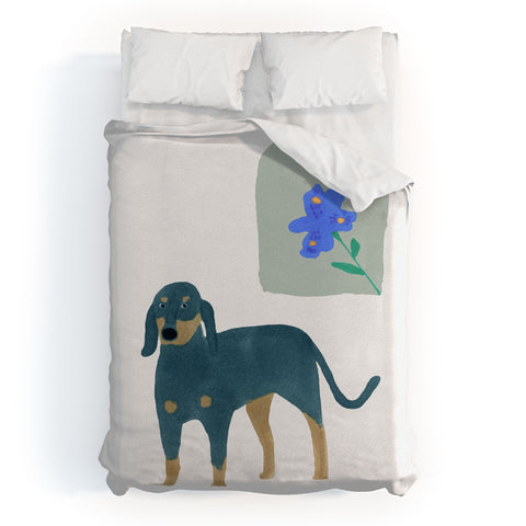 norarikka Dog and a Mini HalfRound Window Duvet Cover