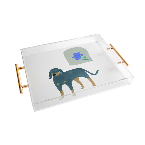 norarikka Dog and a Mini HalfRound Window Acrylic Tray