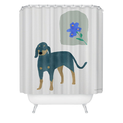 norarikka Dog and a Mini HalfRound Window Shower Curtain