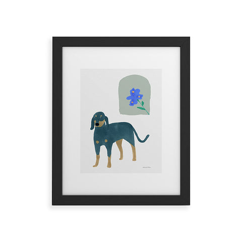norarikka Dog and a Mini HalfRound Window Framed Art Print