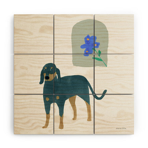 norarikka Dog and a Mini HalfRound Window Wood Wall Mural