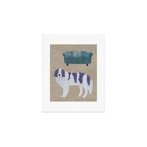 norarikka Dog and a Sofa Purple and Beige Art Print